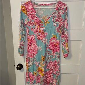 Lilly Pulitzer Floral Print Dress with Pink and Blue